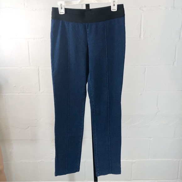 BCBGMAXAZRIA Raised Seam Jean Leggings Size M Indigo - Picture 1 of 6